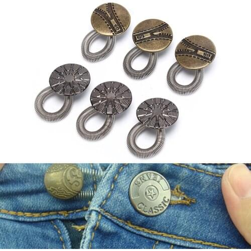 Portable 6PCS Men/Women Jeans Pants Fix Expanders Waist Stretch Extender Metal Button Lock Outdoor Tools