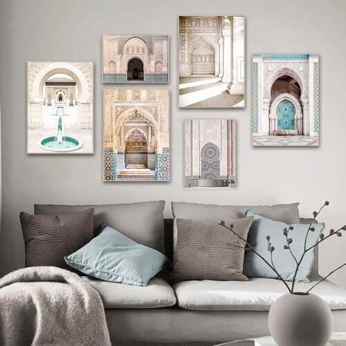 Architecture Moroccan Door Nordic Canvas Painting Decorative Wall Picture Living Room Hanging Photos Home Decor