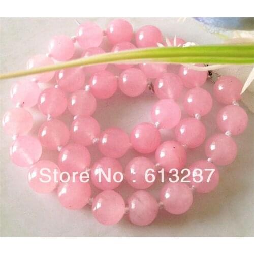 Hot free Shipping new Fashion Style diy 10mm pink chalcedony jades stone beads necklace 18'' MY4643