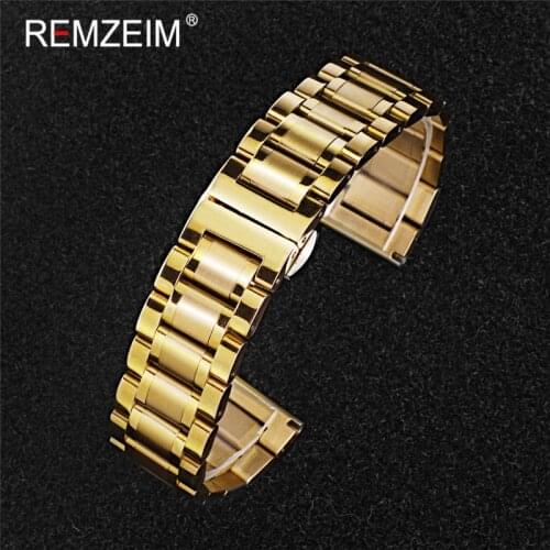 Watch Band Bracelet 16mm 18mm 20mm 22mm 24mm Stainless Steel Watchband Link Strap Rose Gold Black Gold Silver Accessories
