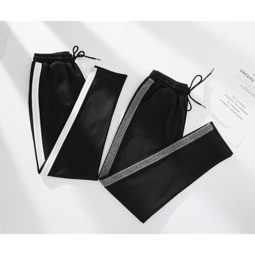 Spring summer Sport womens loose Student Streetwear Womens Pants Elastic Casual female Black Cargo Pants for Women G719