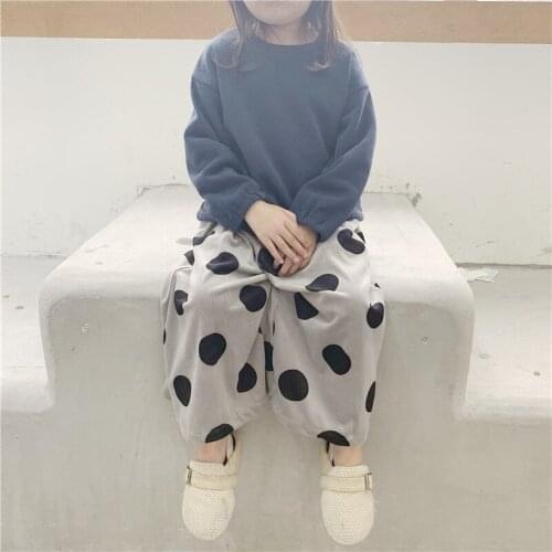 Girls wide leg pants 2019 autumn and winter new girls pants girls Korean version of mercerized cotton wide leg pants children