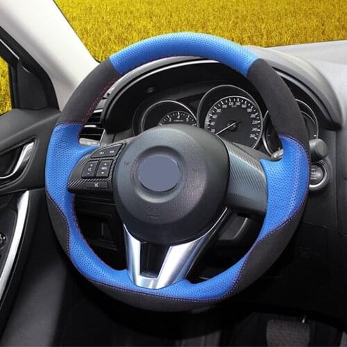 GNUPME Artificial Leather Steering Cover Black Car Steering Wheel Cover for Mazda CX-5 CX5 Atenza 2014 New Mazda 3 CX-3 2016