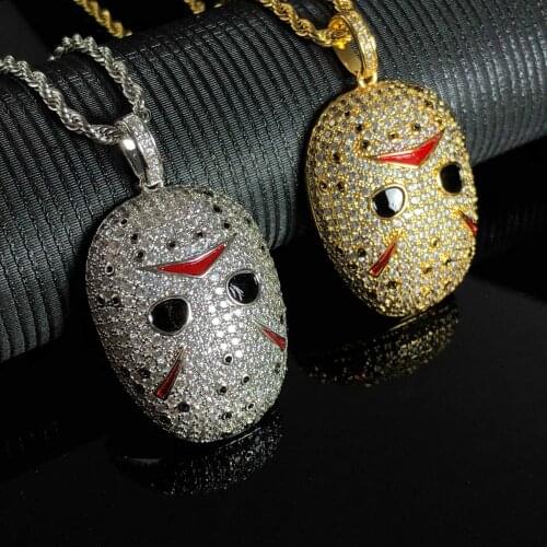 Color oil Russian mask party 18K gold-plated diamond Charm Necklace mens Pendant