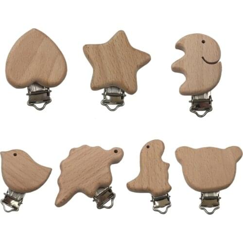 Natural Beech Wood Baby Pacifier Clips Dummy Clips DIY Pacifier Chain Accessory Y4QA