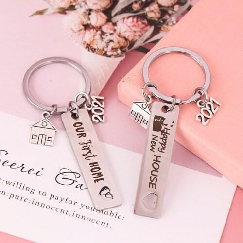 Home Lovers Key Ring Our First Home/Happy New House Keychain Stainless Pendant Letter Key Ring
