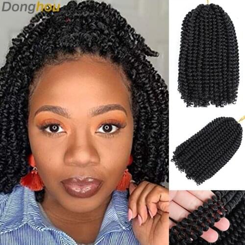 Donghou Spring Twist Crochet Hair Extensions Faux Locs Crochet Braid 15Roots/Pack Crochet Hair Afro Spring Twist Curly Hair