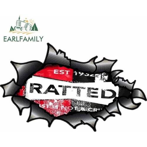 EARLFAMILY 13cm x 7.9cm Ripped Torn Carbon Fibre Fiber Design with Distressed Ratted Rat Look Motif External Vinyl Car Sticker