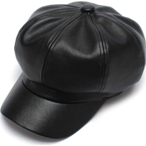 Quality Fashion Artist PU Women Beret Hat For Women Cap Female Cap Casual Dome Bare Chapeu Feminino Boina