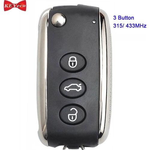 KEYECU for Bentley Continental GT Flying Spur 2005-2016 Smart Keyless Remote Key Fob 3 Button KR55WK45032 ID46 Chip 315/ 433MHz