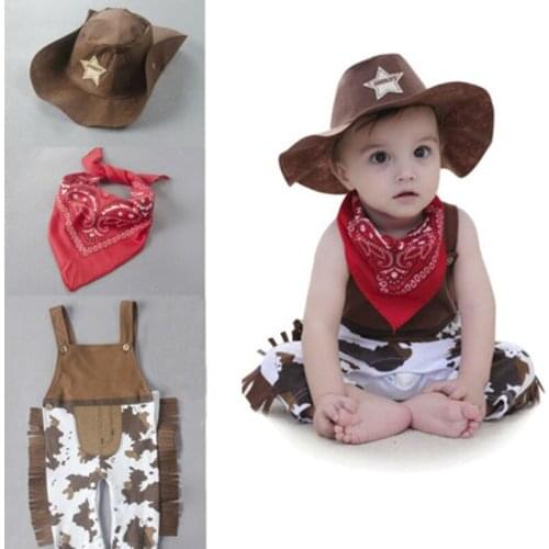 Babys Clothes Newborn Girls Boys Romper Cowboy Cosplay Romper Carnival Fancy Dress Cowboy Party Costume Infant 0-24M Outfits