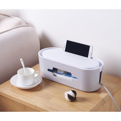 Cable Storage Box Power Strip Wire Case Anti Dust Charger Socket Organizer Network Line Bin Wire Management Desk Accessories