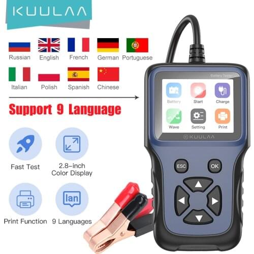 KUULAA V311B Car Battery Tester Charger Analyzer 12V 2000CCA Voltage Battery Test Motorcycle Detector Charging Cricut Load Tools