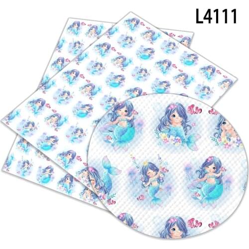 Mermaid Cartoon Faux Leather Printed Rainbow Sheets A4 22x30cm for DIY Hair Bow Bag Shoes Accessories