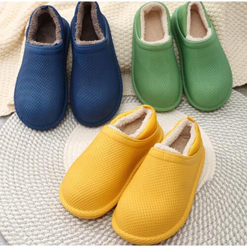 MCCKLE Winter Womens Flat Shoes Waterproof Warm Womens Plush Home Cotton Shoes Ladies Non-Slip Slip On Flats Female Slippers