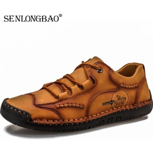 Mens Loafers Handmade Leather Mens Casual Shoes Spring Comfortable Mens Shoes Split Leather Flat Sneakers Zapatillas Hombre