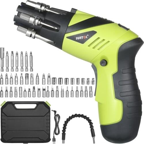 48-Piece 3.6V Rechargeable Cordless Screwdriver Kit 1/4 Inch Drive 6N.m Power Screwdriver Set with Extension Screwdriver Bits