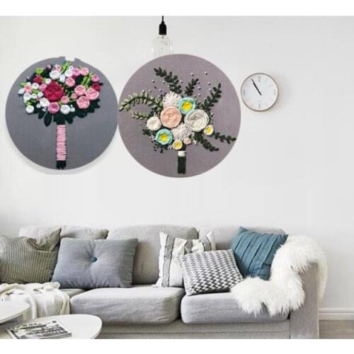 20x20cm Flower Shop Plant Series European embroidery kit simple three-dimensional embroidery Ribbon kit embroidery needlework