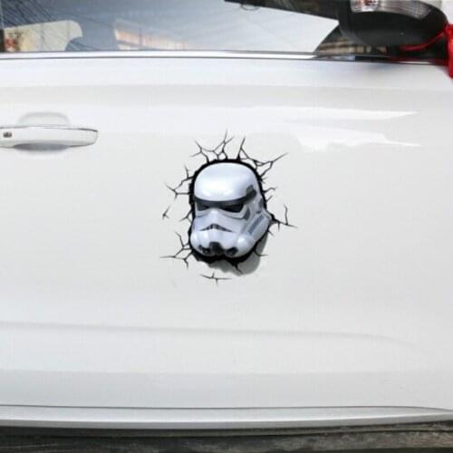 MR TEA Super Hero Series Stickers Decals 3D Broken Car stickers White Warrior Cute Creative Stickers Decorations Gift