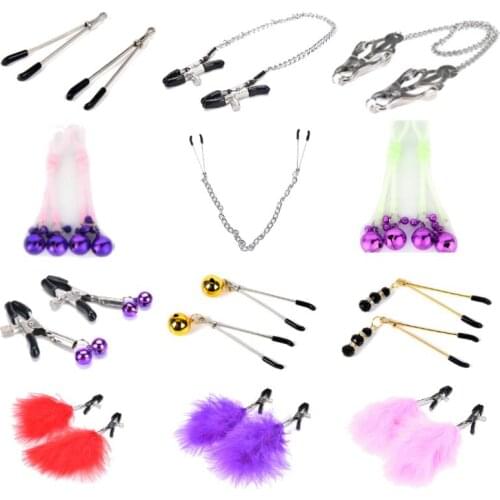 New For Women Couple Body Jewelry Exotic Accessories Chain Fetish Nipple Clamps Shaking Milk Stimulate