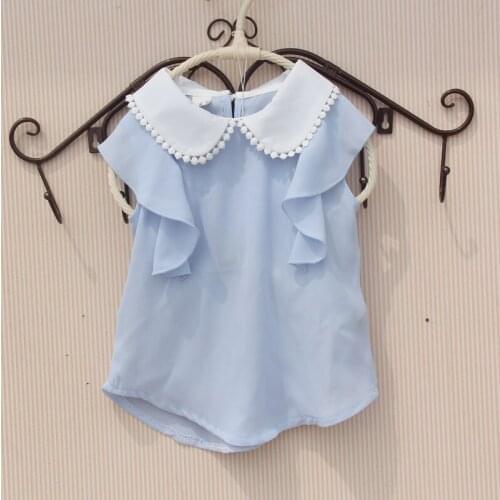 New girls summer clothes kids children clothes candy color chiffon vest sleeveless blouse toddler teenage girls tops 2T-16Y