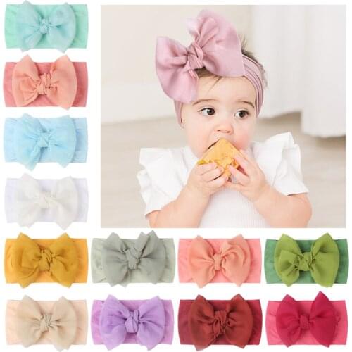 Newborn Infant Baby Girls Solid Bow Headband Stretch Hairband Headwear Toddler Kids Headwear Hair Accessories Повязка На Голову