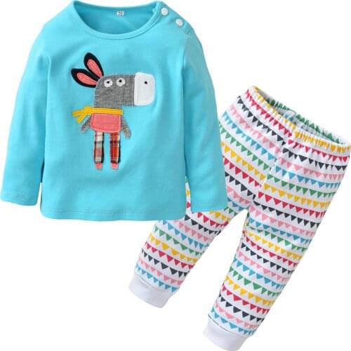 0-24M Baby Boy Clothes Sets Donkey Pattern Long Sleeve Pullover Tops and Bunting Pants Infant Baby Leisure Sport Outdoor Suit