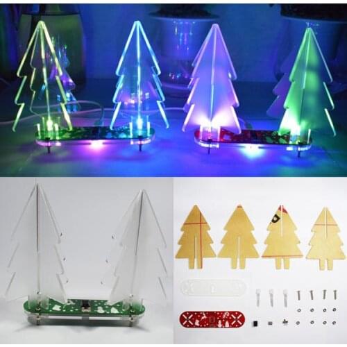 Christmas Gift X-mas DIY Full Color Changing LED Acrylic 3D Christmas Tree Electronic Learning Kit With acrylic