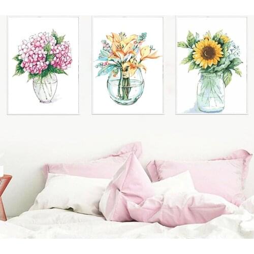 RUOPOTY 3PC Frame DIY Painting By Numbers Modern Flowers Handpaint Home Wall Art Picture Paint By Numbers For Home Decor Artwork