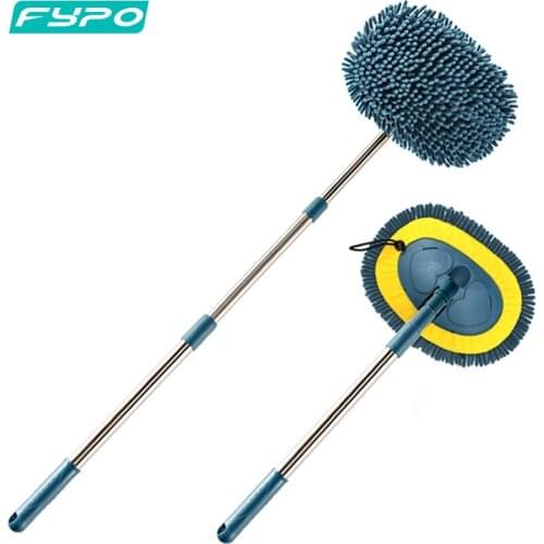 Chenille Cleaning Mop Car Wash Mop Set 3 Sections of Retractable Stainless Steel Rod for Window Glass Kitchen Floor Cleaning Mop
