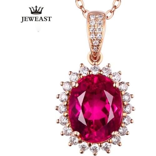 SLFD Natural Red tourmaline 18K Pure Gold Pendant Real AU 750 Solid Gold Upscale Trendy Classic Fine Jewelry Hot Sell New 2020