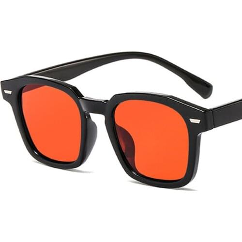 Rivet Square Frame Women Men Sunglasses Blue Red Lens UV400 Eye Protection Girl Sexy Ladies Fashion Outdoor Eyewear