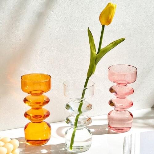 Glass Candle Holder for Wedding Pillar Candle Holders Decor Candle Stand Glass Flower Vase Decorative Candlestick Holder