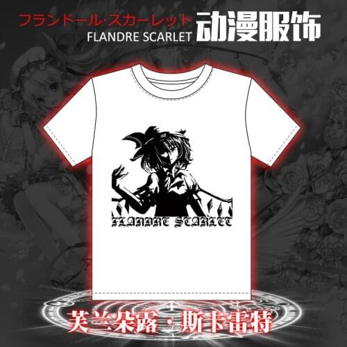 TouHou Project Flandre Scarlet Anime Unisex T-shirt Summer Cotton Short Sleeve Shirt TEE Tops Nice Pattern Color White 5