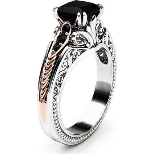 UFOORO wedding ring Finger Beautiful Jewelry Romantic black shiny zircon Rings For girl gift Distribution