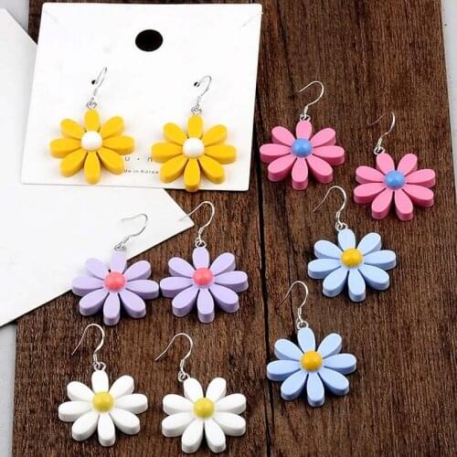Daisy Flower Dangle For Women Girls Earrings Sweet Temperament Trendy Style Acrylic Daisy Earrings Fashion Jewelry Gifts