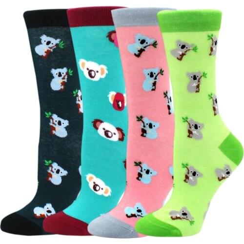 Funny Funky Women Koala Milk Cow Socks Spring Summer Colorful Cute Womens Animal Crew Cotton Sock Sox Dropshiping