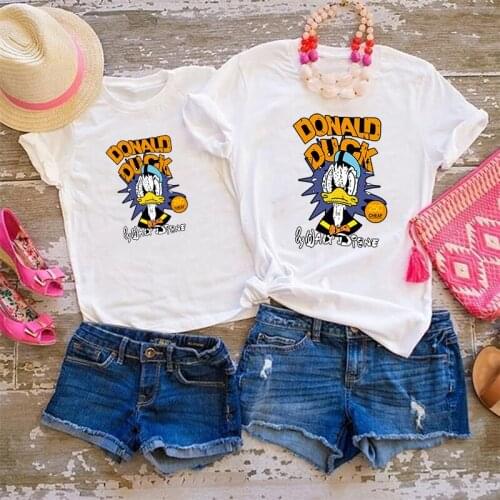 Mickey Mouse Head Printed Womens T-shirts Funny Kids Girl Boys Tshirt Summer Fashion Harajuku Family Matching Sets T Shirt Tops