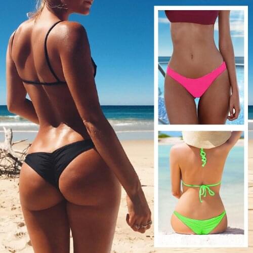 Womens V Shape Thong Bikini Bottom Super Sexy Brazilian Underwear 5 Colors for Choice Bikini