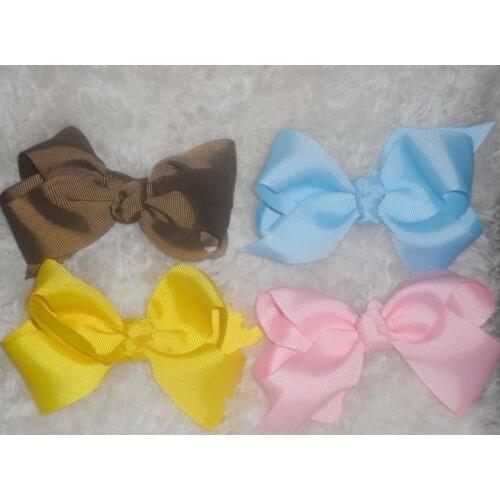 100PCS girls' hairpin Bows high quality 3'' Baby Hair bow grosgrain ribbon bows hairband colorful best quality