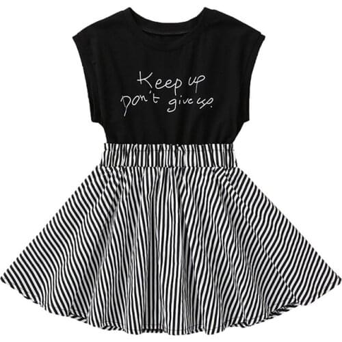 2021 Summer Kids Baby Girl Sleeveless Patchwork Striped Dresses Children Girls Clothes
