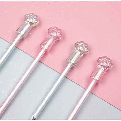 24PCS Colourful Cat Claw Gel Pen Cute Pink Signature Pen Black Pen Wholesale Stationery kawaii school supplies