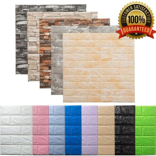 70X77 3D Wall Stickers Brick Panels Bedroom Decoration Waterproof Self-adhesive Wallpaper Living Room Kitchen TV Backdrop Decor