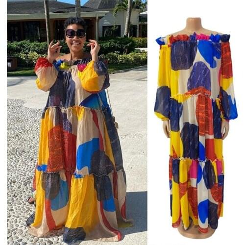 Dashiki African Dress Women Plus Size Clothing for Female 5xl Bazin Rich Printed Loose Casual 2021 Fashion Womens Party Dresses