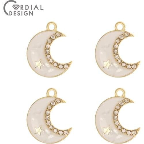 Cordial Design 50Pcs 13*16MM Jewelry Accessories/Rhinestone Pendants/Moon Shape/Jewelry Findings & Components/DIY Making