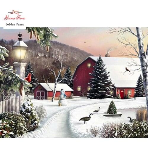 GOLDEN PANNO Diamond Painting Full Square 5D Diy Daimond Embroidery Diamant Mosaic Sale Displasy Broderie Diamant Winter Picture