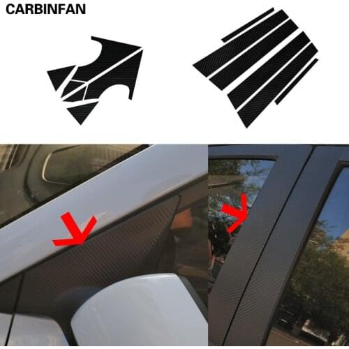 Car carbon fiber sticker Window ABC Column Pillar exterior Sticker Trim For Hyundai Elantra 2017 2018 Avante