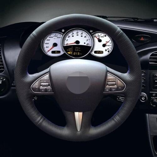 Black Artificial Leather Car Steering Wheel Cover for Infiniti Q50 2014 2015 2016 2017 QX50 2015 2016 2017