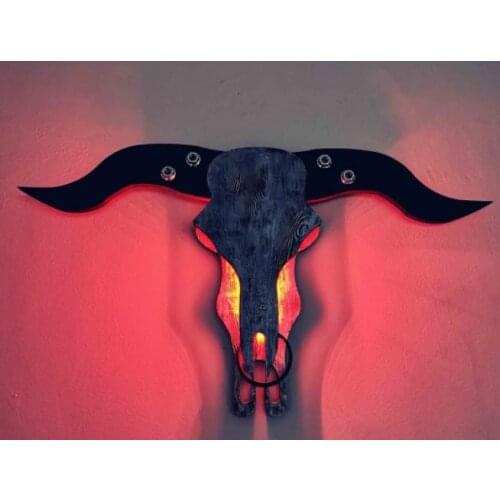 3D Led Illuminated Wood Buffalo Head - Knot Pattern-Luminous Perfect Decoration- 100% handmade-Free Shipping