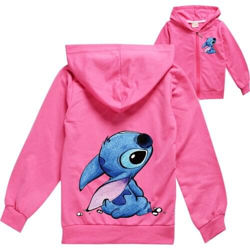 STITCH Autumn New Childrens Clothing Cartoon Jacket Kids Girl Outing Clothes Jacket Children Zipper Cardigan Jacket